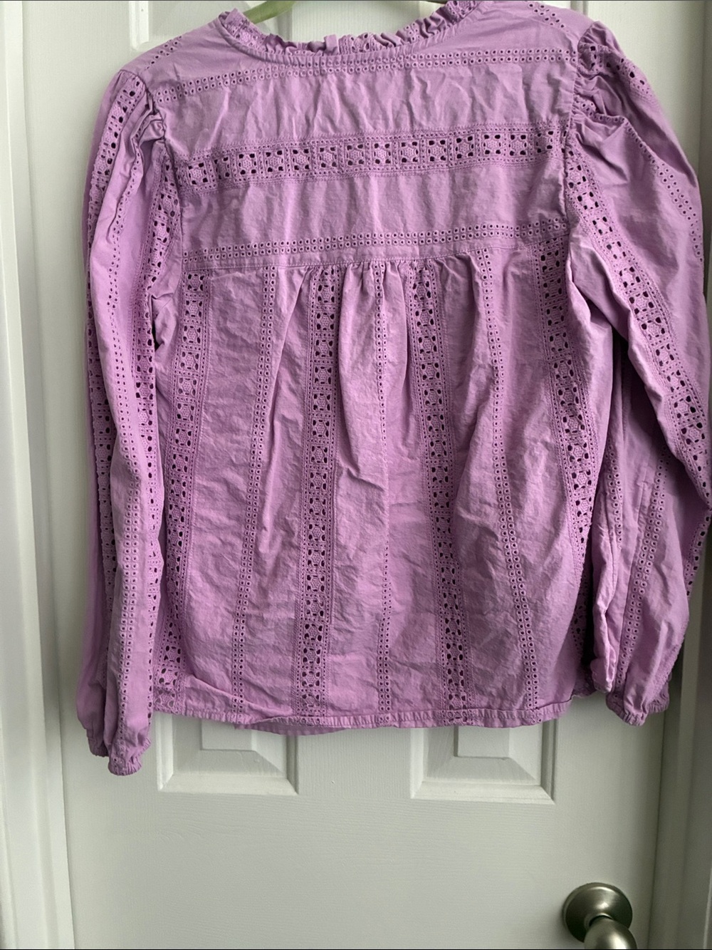 Time and Tru Lavender Eyelet Button-Up Blouse - Picture 3 of 4